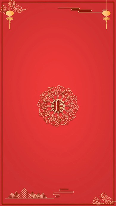 图怪兽原创元素金色古风花纹图案边框背景
