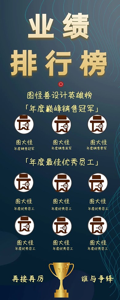 黑金年度最佳员工名单颁奖营销长图
