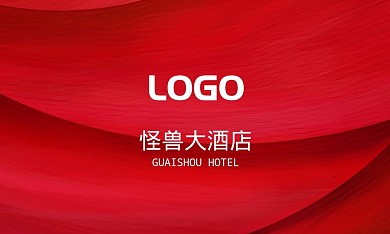 红色高端大气酒店二维码名片
