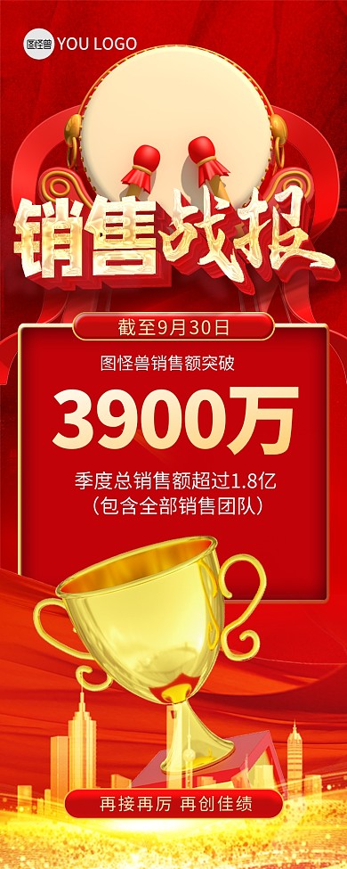 喜报贺报金融地产行业业绩排行榜营销长图