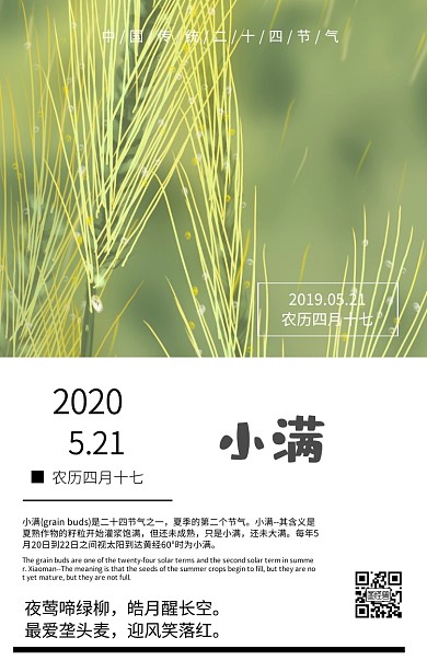 传统二十四节气小满海报