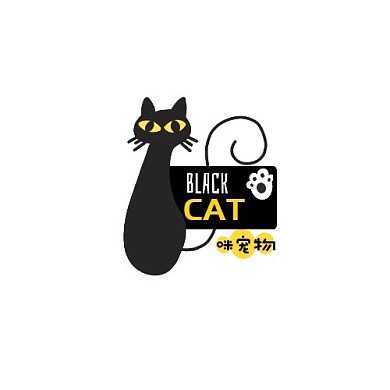 卡通黑色猫咪LOGO