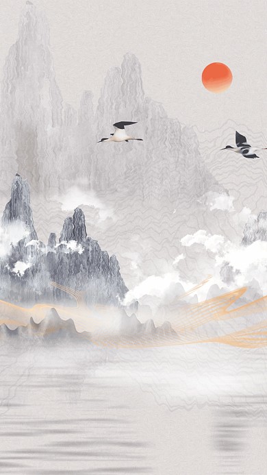 图怪兽原创元素古风新中式风格装饰画背景