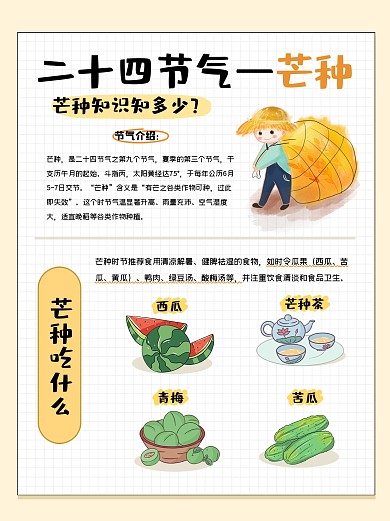 简约芒种节气科普小红书封面