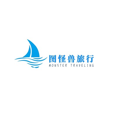 旅行旅游出行蓝色帆船创意logo设计