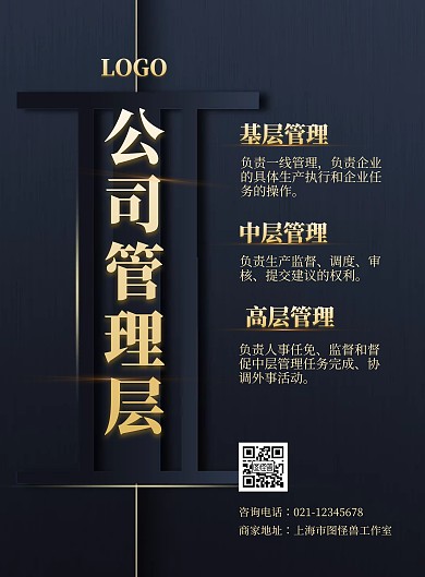 公司管理层介绍黑金高端海报