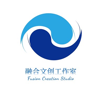 融合文创工作室蓝色太极圈logo设计