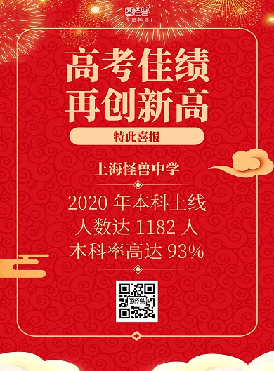喜庆红色高考成绩喜报竖版海报