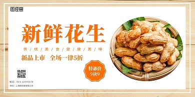 橙色创意简约大气花生横板海报