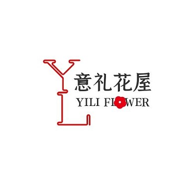 红色简约抽象花艺logo设计