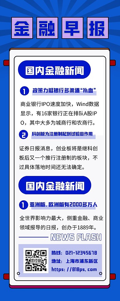 金融新闻早报宣传创意红包长图