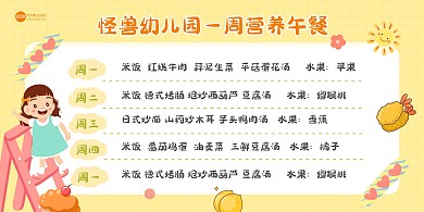 简约卡通幼儿园一周食谱海报
