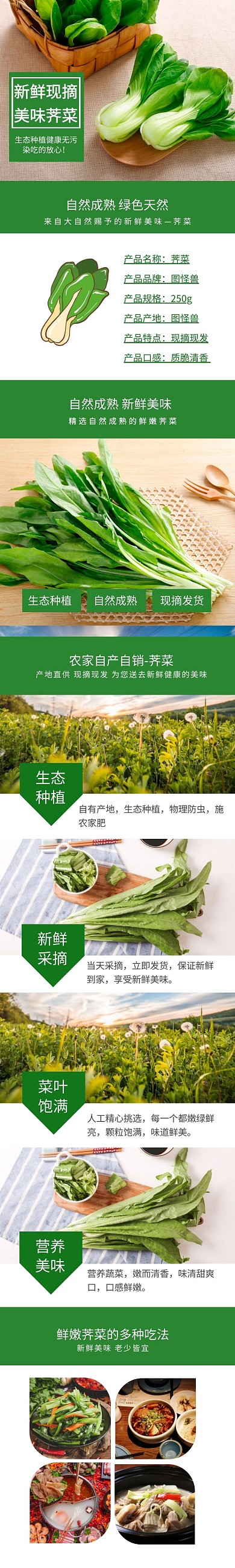 食物蔬菜绿色种植营养荠菜绿色风详情页