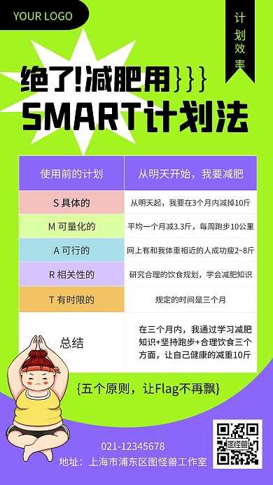 SMART计划法原则模型减肥手机海报