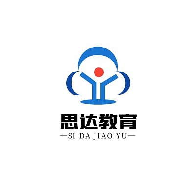 思达教育弯月人形红蓝简约LOGO