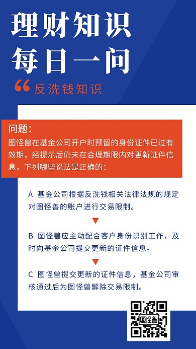 理财知识每日一问蓝色简约风宣传日签
