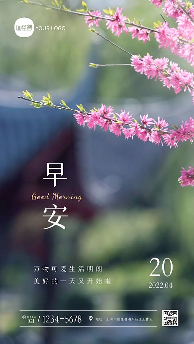 简约清新大气早安祝福问候摄影图海报