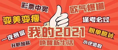 唤醒新生活新年愿望橙色大字公众号首图