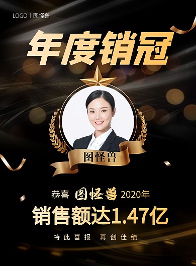 年度销售达标喜报电商销售战报印刷海报