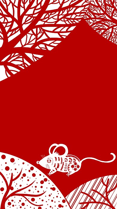 剪纸风鼠年手机海报