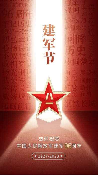 建军节光影手机海报
