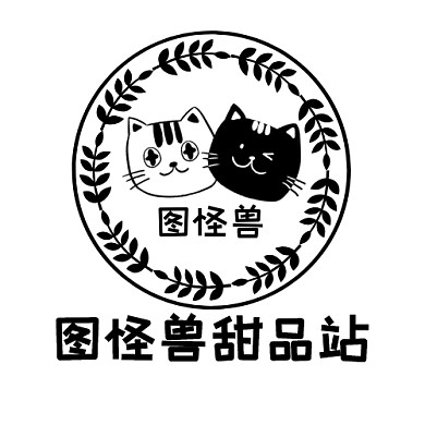猫咪图形创意黑色简约甜品店LOGO