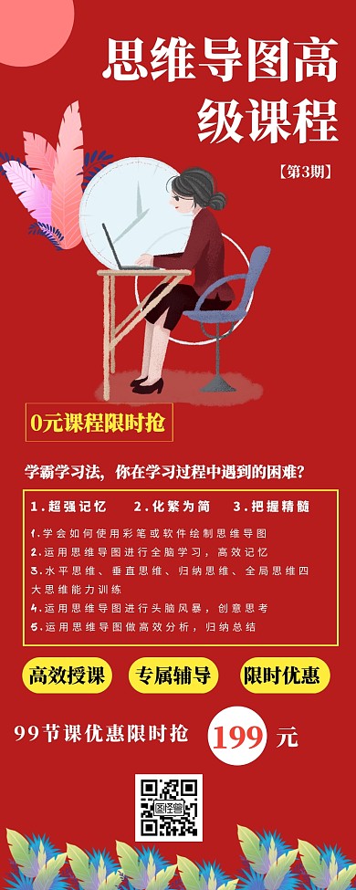 思维导图课程培训营销长图