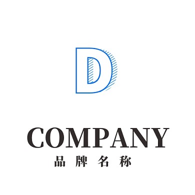 蓝色斜线字母D公司企业LOGO