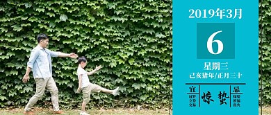 2019惊蛰节气绿色插画风公众号封面