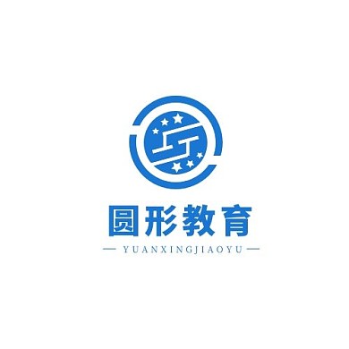 教育类圆形圆环星星简约蓝色LOGO