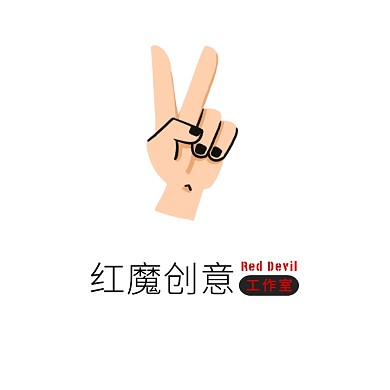 红色黑色手掌碎片科技创意工作室logo