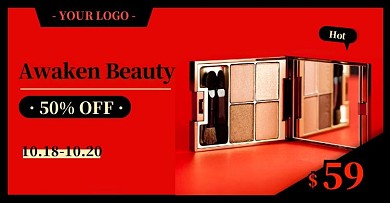 黑红简约跨境电商英文促销电商横版海报