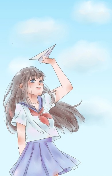 女孩学生原创插画背景
