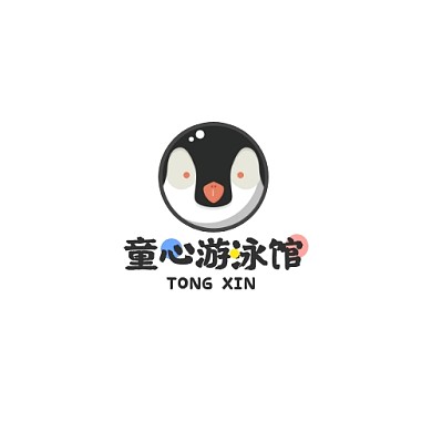 游泳logo教育卡通可爱平面logo设计