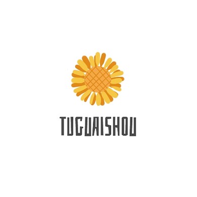 春暖花开黄色向日葵卡通手绘logo设计