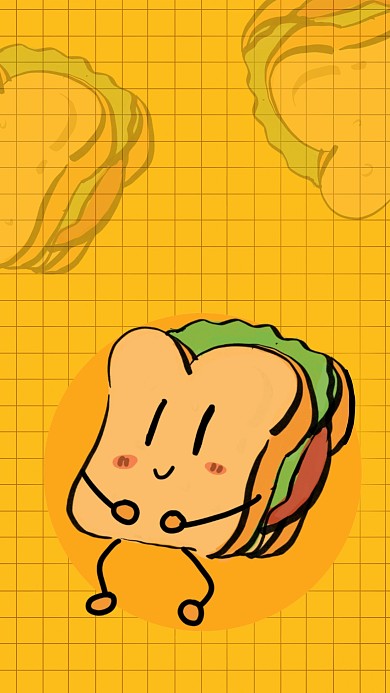 原创元素美食汉堡三明治卡通背景