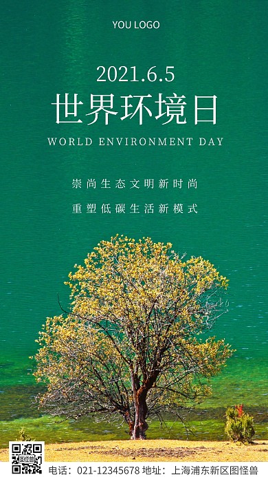 简约风白色2021世界环境日摄影图海报