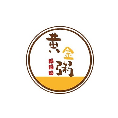 黄金粥店铺logo黄褐色搭配简约几何