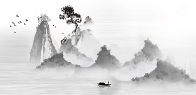 图怪兽原创元素水墨山水装饰画
