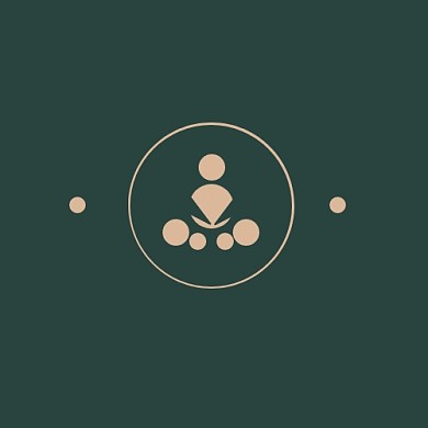 绿色褐色禅意小人打坐冥想logo设计