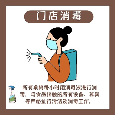 餐饮美食防疫承诺门店消毒方形海报