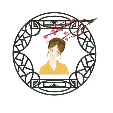 古风待字闺中女孩在线logo设计