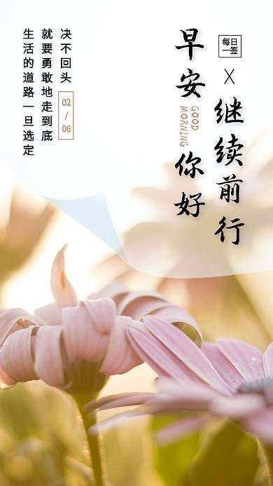 摄影风花卉早安问候日签