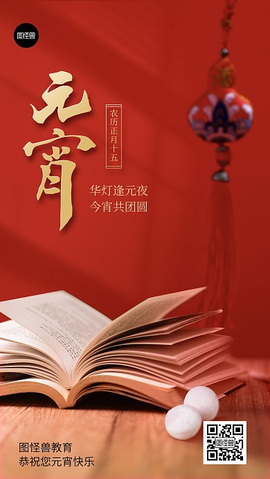 元宵节节日祝福教育行业借势摄影风海报