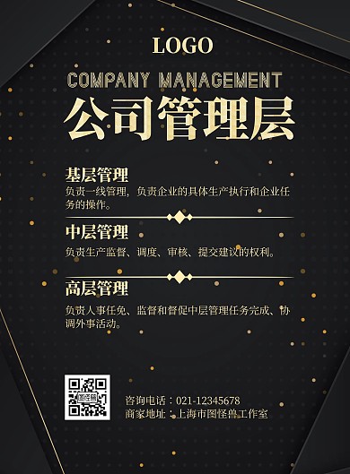 公司管理层介绍黑金高端海报