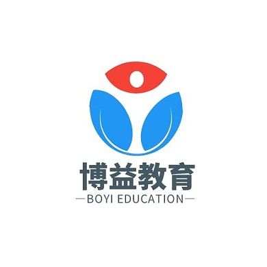 博益教育红蓝人形椭圆简约LOGO