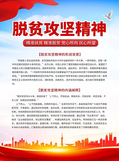 脱贫攻坚精神中国精神文化宣传印刷竖版海报