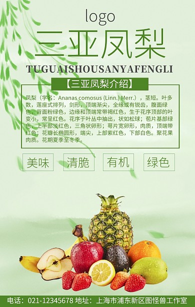 三亚凤梨宣传推广手机海报