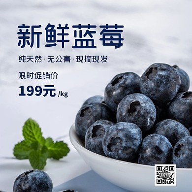 简约大气摄影风水果展品方形海报