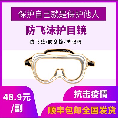 肺炎防病毒预防抗击疫情防飞溅护目镜主图